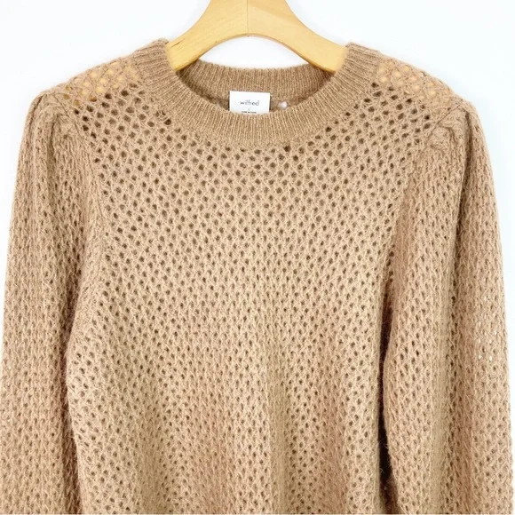 Wilfred Aritzia Nessa Sweater Alpaca Wool Blend, Camel brown. Size Large - Picture 3 of 7